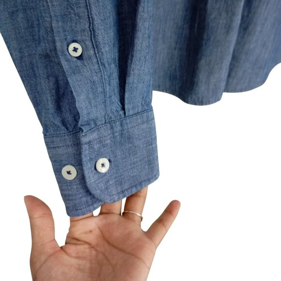 Untuckit Shirt Large Mens Gravner Regular Fit Long Sleeve Chambray  100% Cotton - Picture 4 of 10